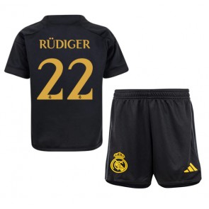 Real Madrid Antonio Rudiger #22 Koszulka Trzecich Dziecięca 2023-24 Krótki Rękaw (+ Krótkie spodenki)